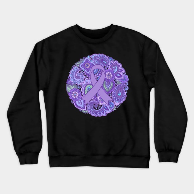 Purple Mandala Awareness Ribbon Crewneck Sweatshirt by CaitlynConnor